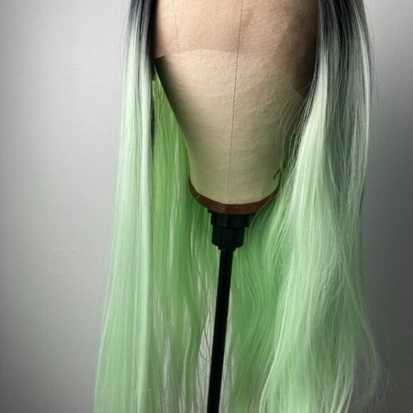 Black Rooted Green Wigs Lace Wig - Picture 4 of 10